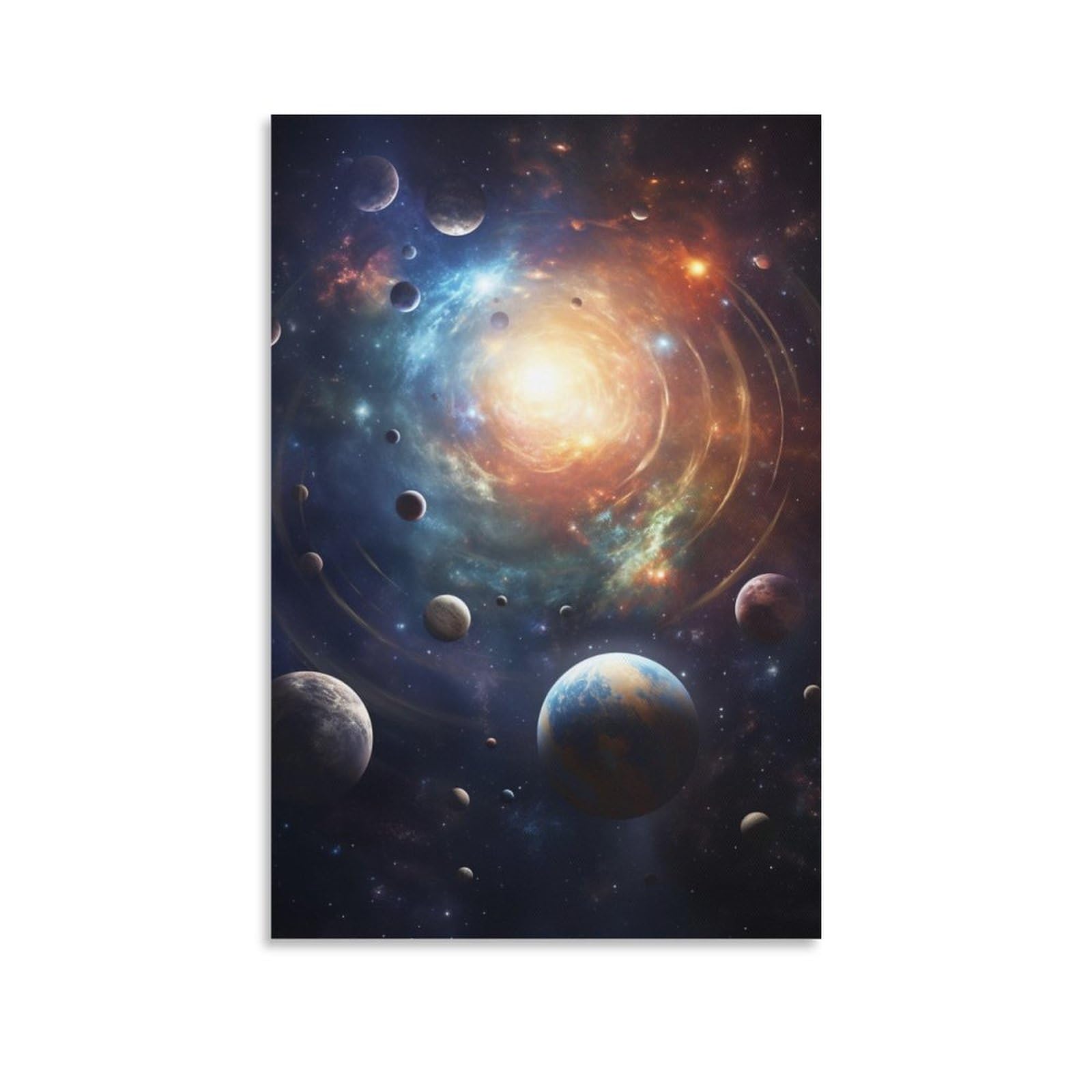FOCCAR Gorgeous Space Printed Canvas Posters Modern Magnificent Colorful Planet Wall Decor for Living Rooms Bedroom Wall Art