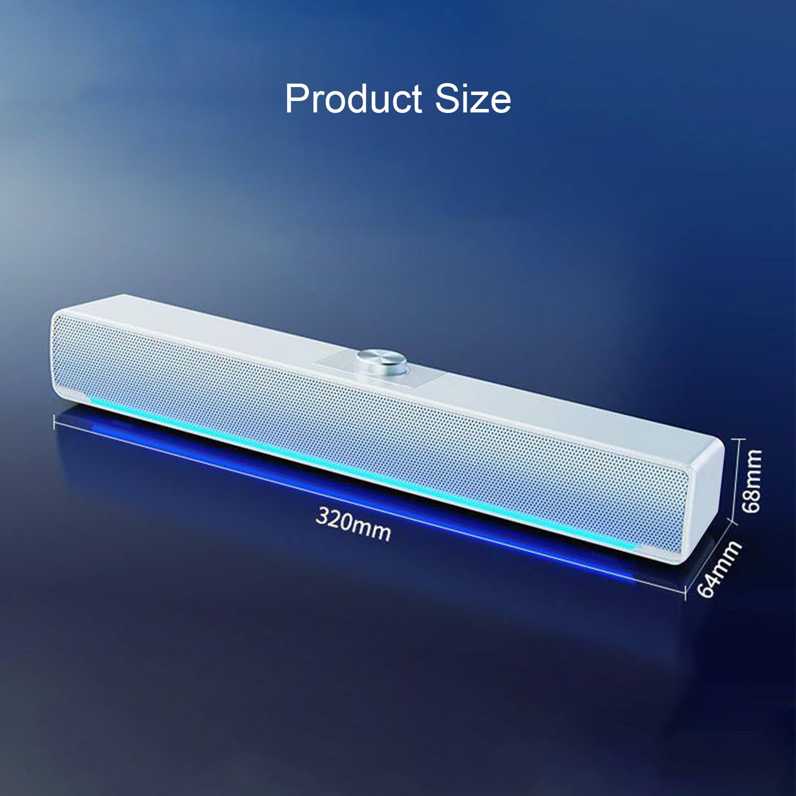 Altoparlanti per Computer da Tavolo, 3W USB Gaming PC Soundbar, Luci RGB Portatili Casse e 3D Stereo Surround per Laptop, Tablet, Monitor, TV, Ufficio, Feste, Casa (Wired)