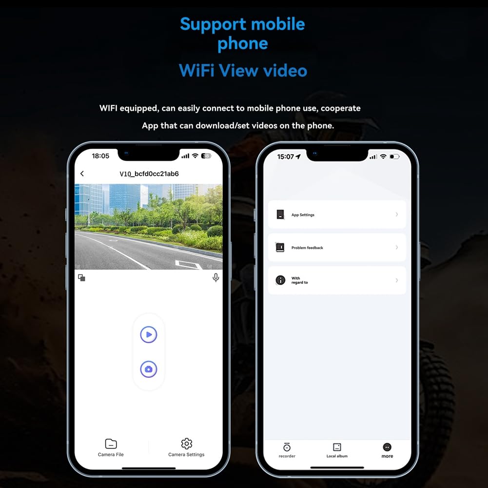 Enregistreur de Conduite pour Motocyclette Enregistreur de Conduite HD pour Motocyclette Enregistreur de Conduite Double Enregistrement + WIFI + GPS + 64G