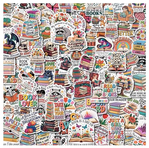 100 adesivi per libri per bambini, adolescenti, adulti, ragazzi, ragazze, regali, adesivi da lettura per laptop, skateboard, bagagli, auto, moto, tazze, computer, bottiglie d'acqua, decalcomanie