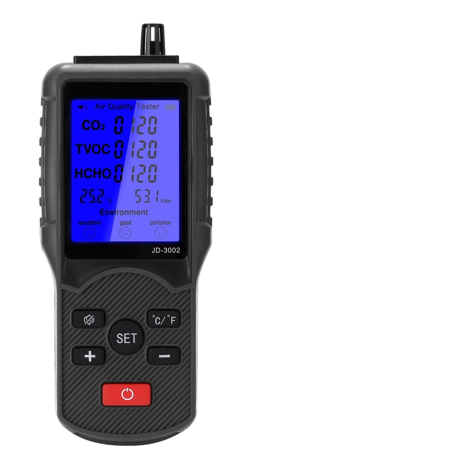 Air Quality Monitor, JD-3002 Air Quality Tester Multifunctional CO2 TVOC HCHO Meter Temperature Humidity Measuring Device CO2 Detector Gas Analyzer(Plastic Box Type)-image-24