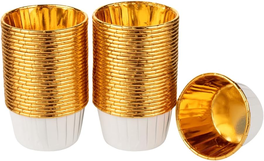 Restaurantware Panificio 3.5 Ounce Baking Cups 500 Greaseproof Foil Cups - Lids Sold Separately Oven-Ready White Foil Paper Muffin Liners Microwavable Disposable