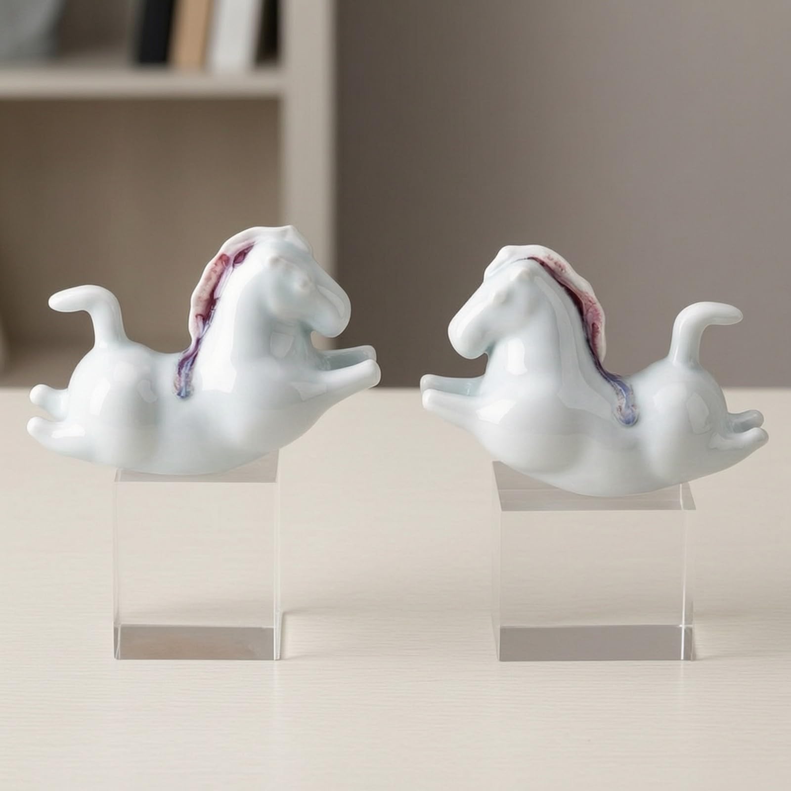 2 Piezas Figura Cerámica con Morno Figura Estatua para Salón
