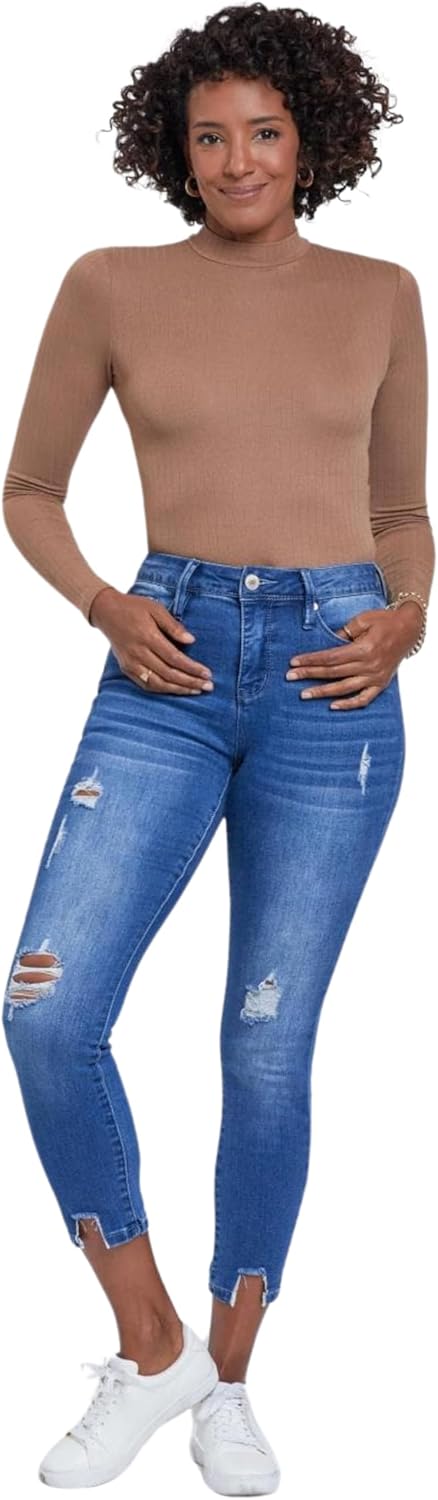 Royalty for Me Womens Royalty for Me Women's High Rise Ankle Jean with Destructed Hem - Image 5