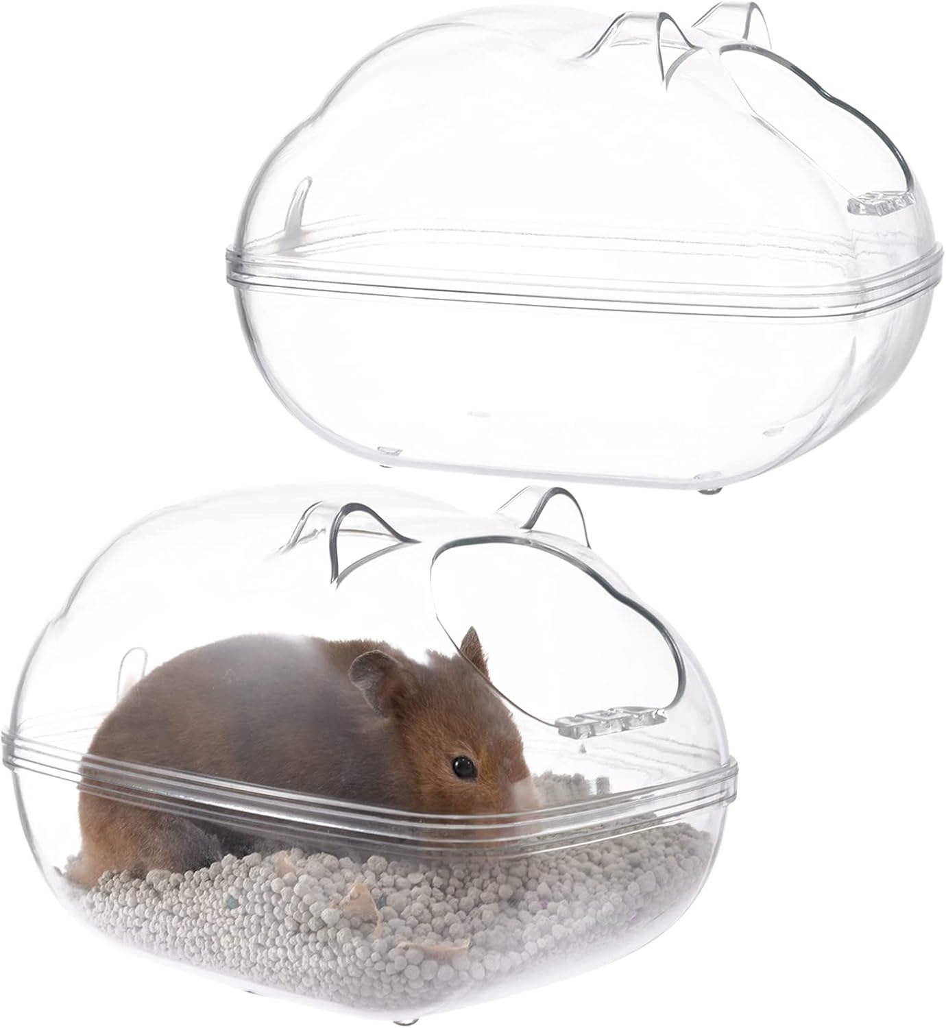 2Pcs Hamster Sand Bath Container Box - Detachable Transparent Plastic Sandbox Bathroom Digging Sand Container for Hamster Guinea Pig…