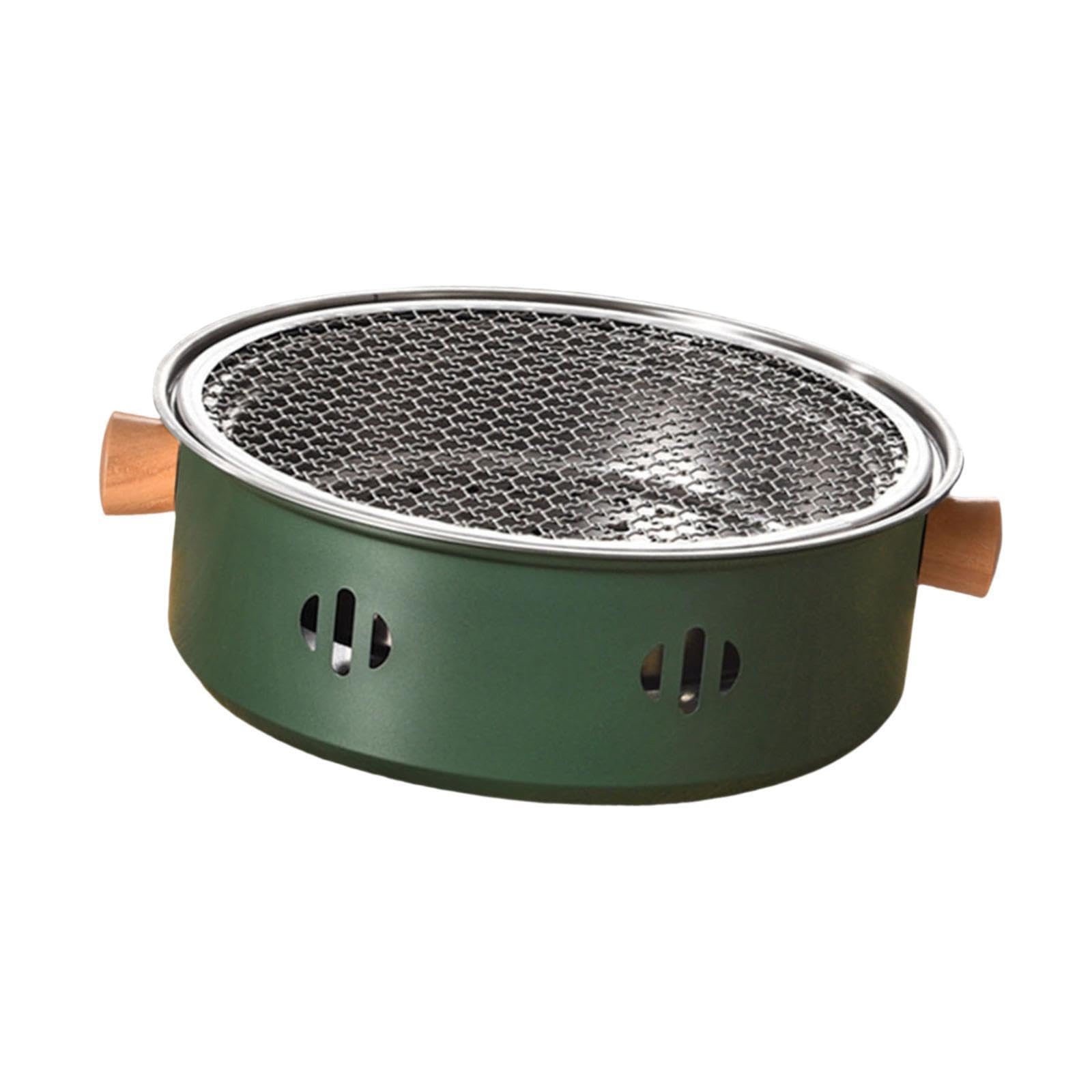 Griglia per barbecue coreana in acciaio inossidabile portatile staccabile per un facile trasporto e teiera da tavolo perfetta per campeggio interno ed esterno.