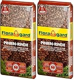 Floragard Pinienrinde 2-8 mm 20 Liter Mulch, Erdfarben (Packung mit 2)