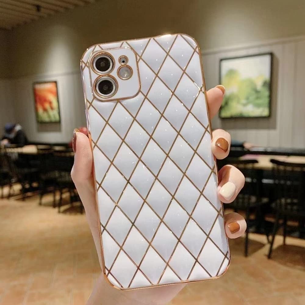 OWM - Custodia in silicone per iPhone 11 con retro trapuntato, con bordi dorati, per ragazze e donne [protezione dell'obiettivo della fotocamera] compatibile con iPhone da 11 a 6.1, colore: Nero