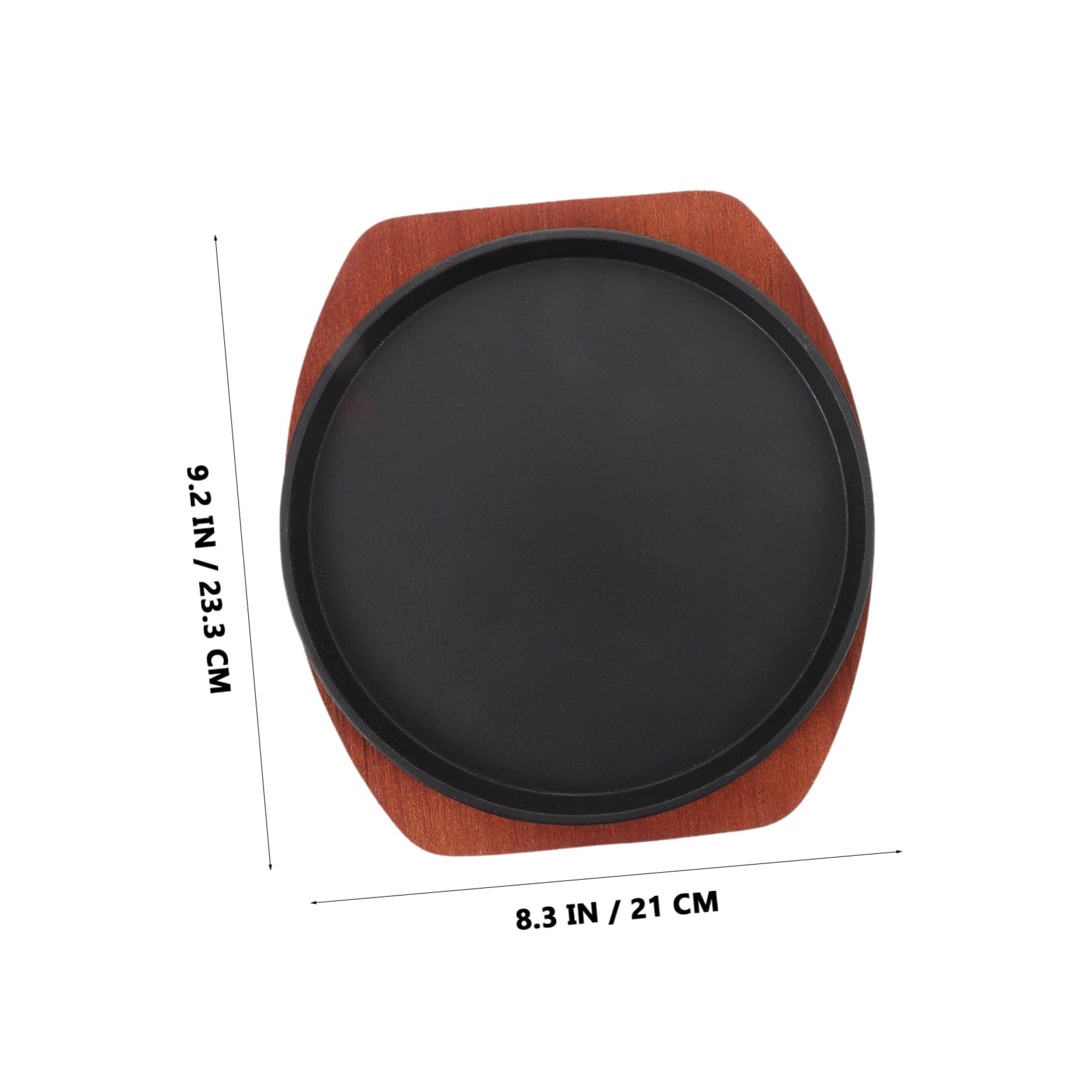 Cabilock Cast Iron Steak Plate Set Non Stick Bbq Pan with Wooden Base Iron Plate Clip for Home Cooking Stylish Design for Grilling Steaks Roasting Vegetables and Seafood