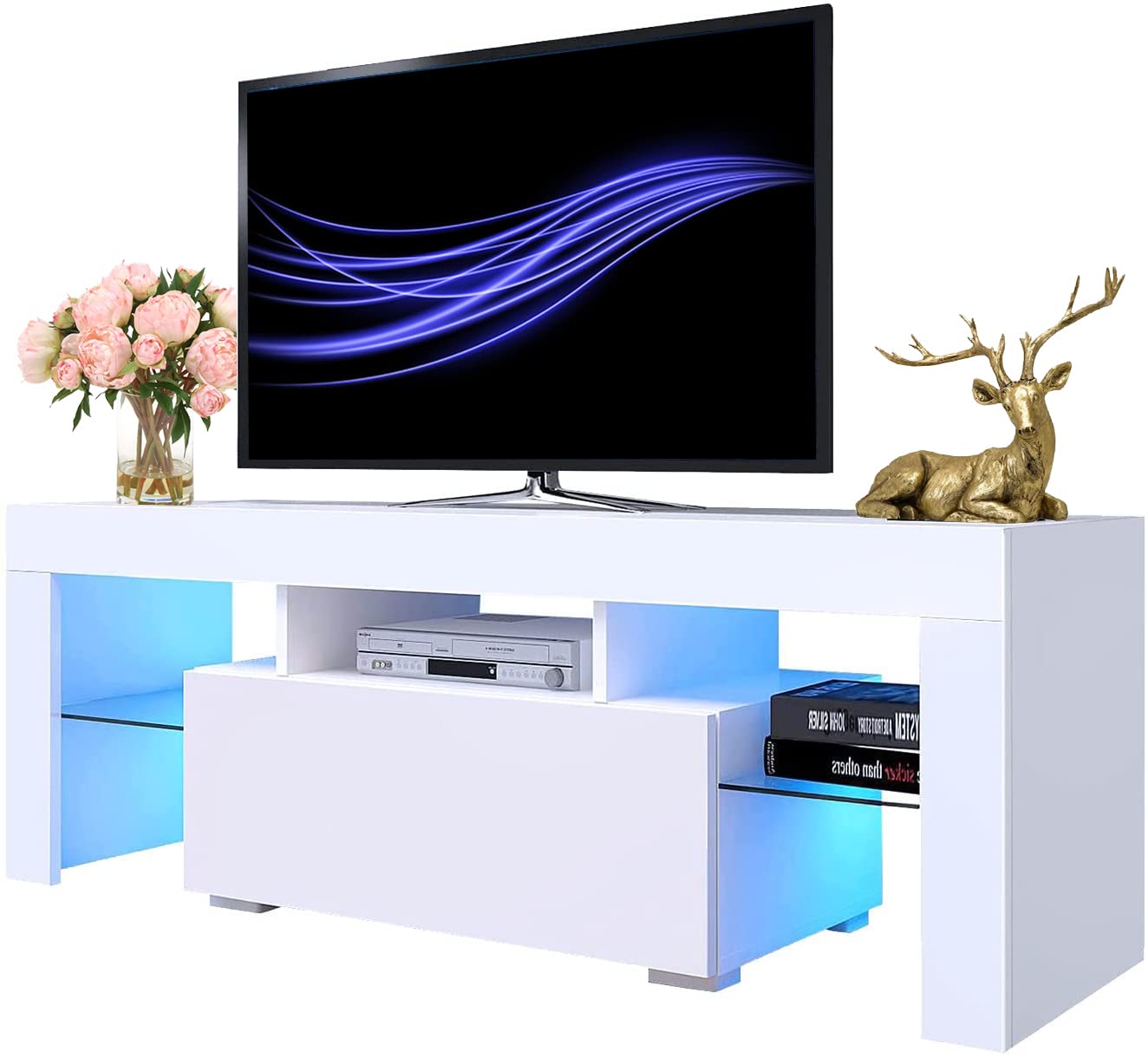 Buy Television Stands with LED Lights High Gloss Modern TV Stand for 55
