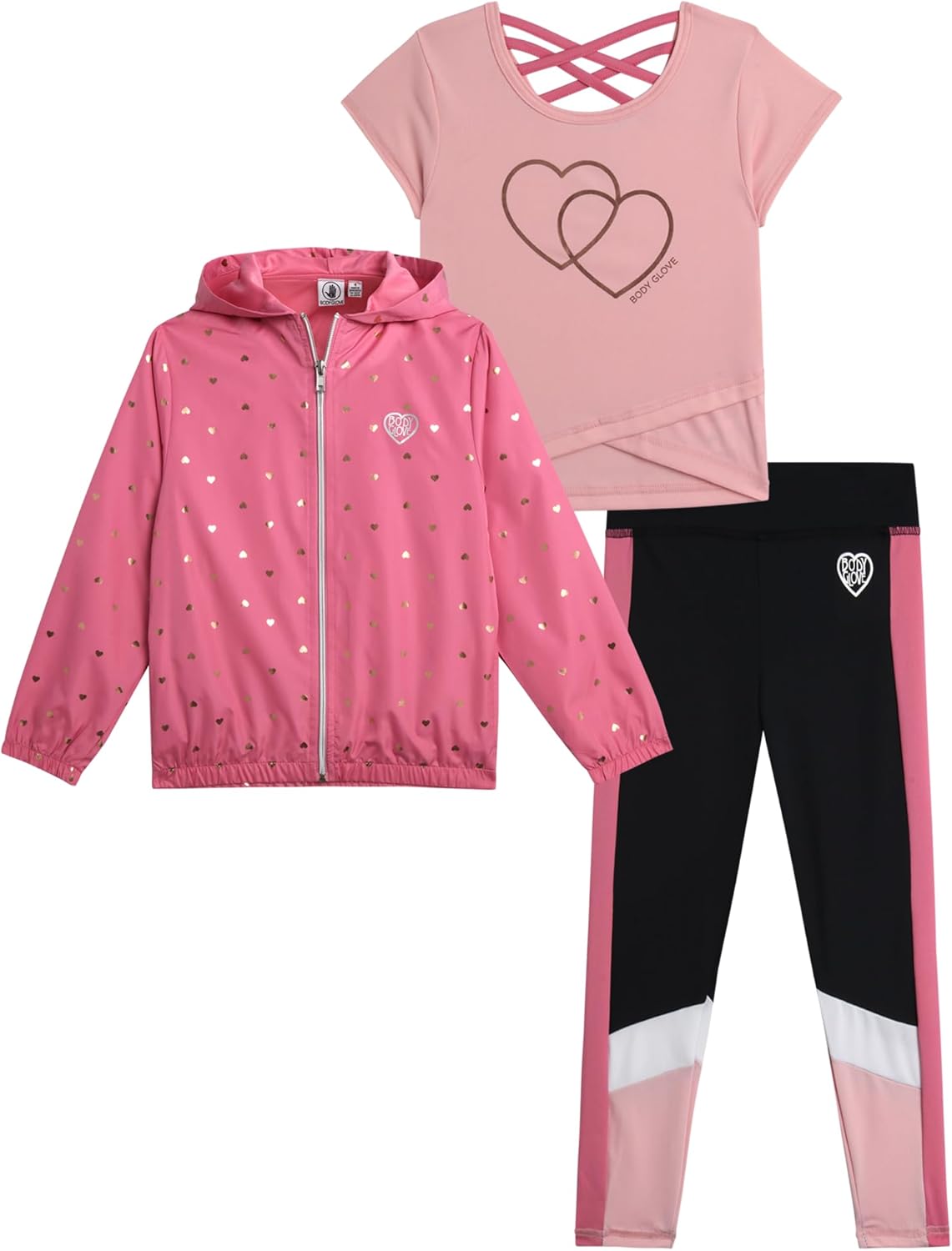 Amazon.com: Body Glove Girls' Leggings Set - 3 Piece Windbreaker, T ...