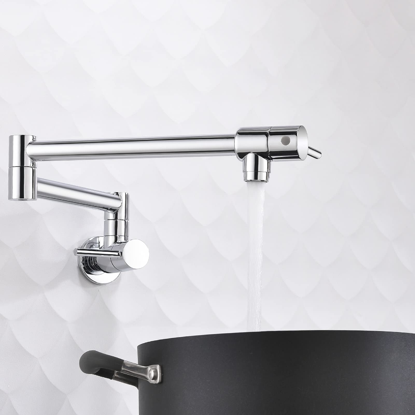 Mitigeur évier extensible en laiton avec bras pivotant double joint