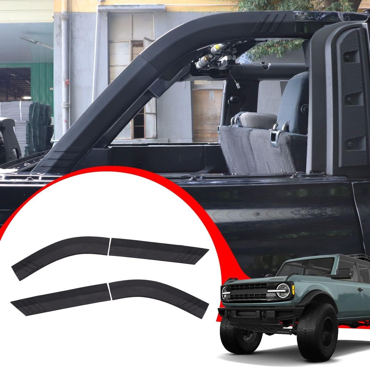 4PCS D Pillar Roll Bar Protective Covers, Full Covers Roll Bar Padding Protector Guard Prevent Scratching Paint D Pillar Roll Cage Trim Cover for Ford Bronco Offroad 4Door 2021-2025