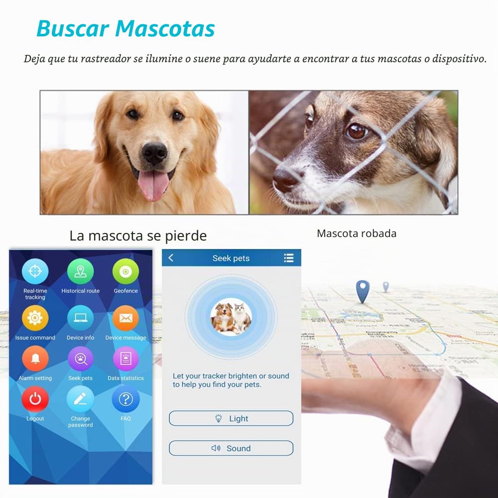Winnes 4G GPS Tracker Collar para Perro 3000mAh GPS Tracker para Perros Seguimiento en Tiempo Real Aplicación Gratis Plataforma Sin ABO IP67 Rastreador Impermeable Perro con Estadísticas de Datos