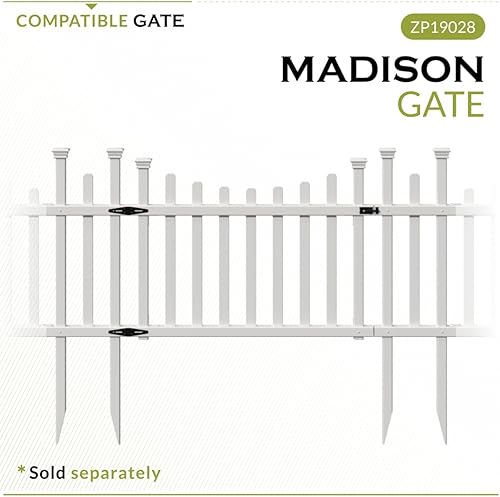 Vista 7 de Zippity Outdoor Products ZP19001 Madison - Valla de vinilo con estaca, no requiere excavación, color blanco 30 x 56.5 pulgadas (1 caja, 2 paneles)
