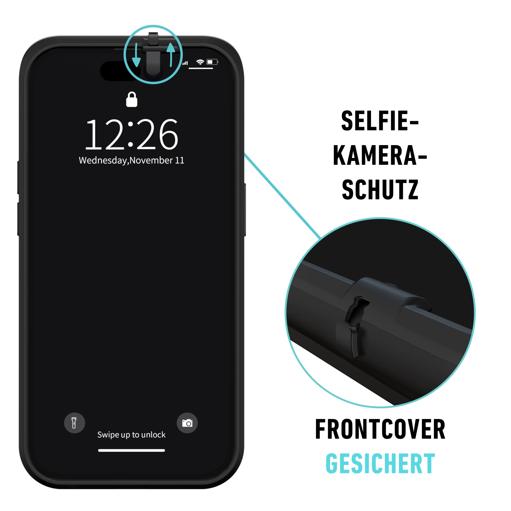 iPhone 17 Pro Hülle mit Kameraschutz | Handyhülle mit klappbarer Kamera Abdeckung vorne und hinten | Privacy Case | MagSafe kompatibel | 2 Meter Fallschutz | Kickstand | 6.3 Zoll
