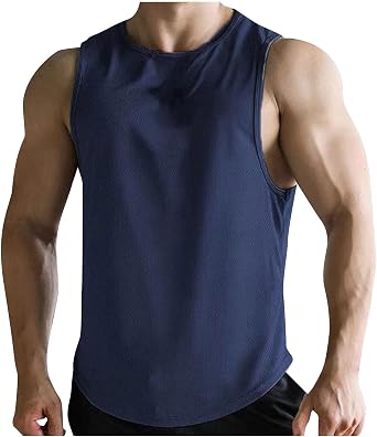 Mens Tank Top Summer Fashion Solid Sleeveless Gym Workout Big and Tall Tee Tops Athletic Loose Casual Outfits