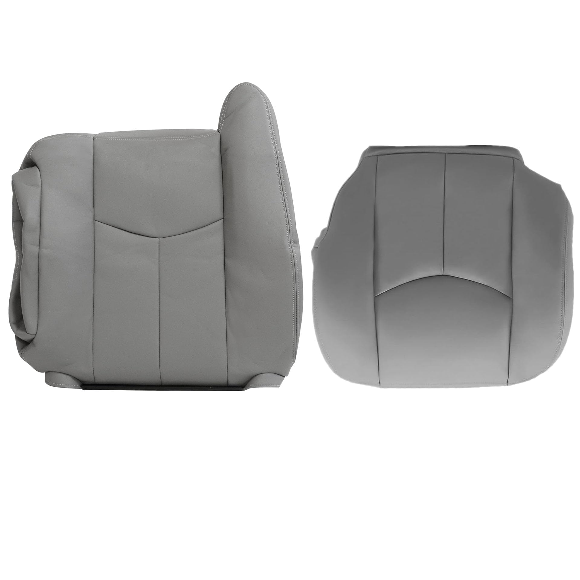 GXARTS Driver Side Bottom and Top Lean Back Replacement Leather Seat Cover Light Gray 922 or 92i Compatible with Chevy Silverado Tahoe Suburban Avalanche GMC Yukon Sierra 2003 2004 2005 2006