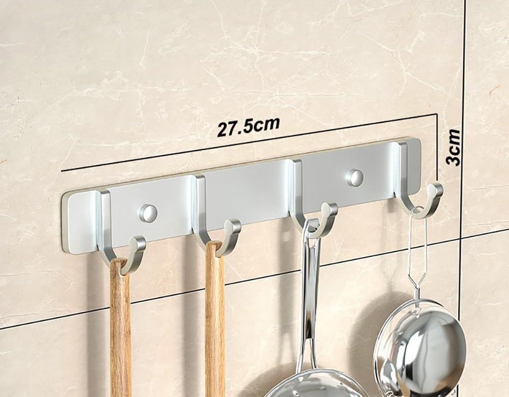 Kitchen Hanging Rack, 2 Pieces Kitchen Utensil Rail with Sliding Hooks Wall Mounted Hanging Rack 304 Stainless Steel Hanger for Tools, Pot