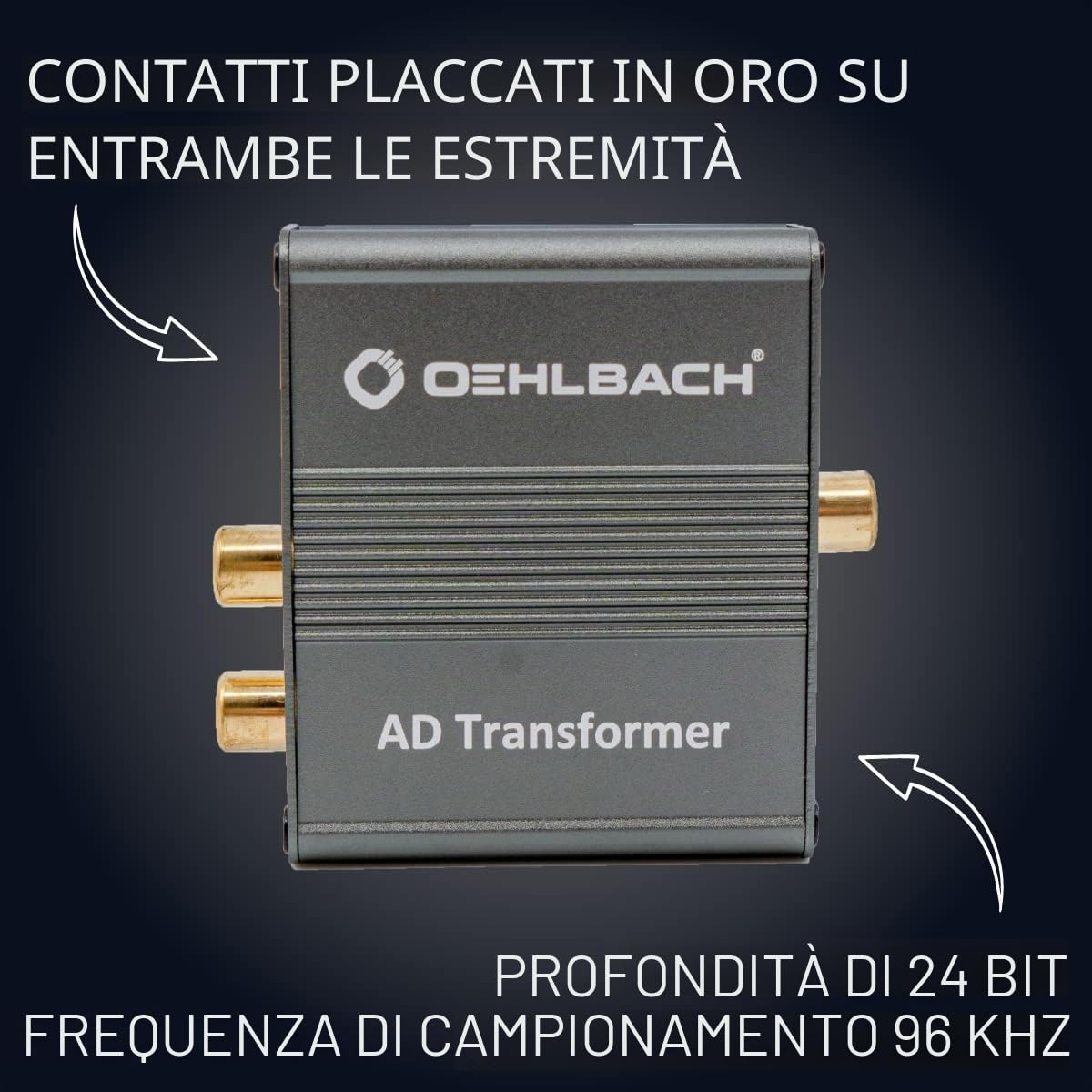 OEHLBACH AD Transformer - Convertitore di Segnale Audio Stereo Analogico a Digitale (RCA a Coassiale SPDIF Toslink - 24 bit 96 kHz) Interamente in Metallo