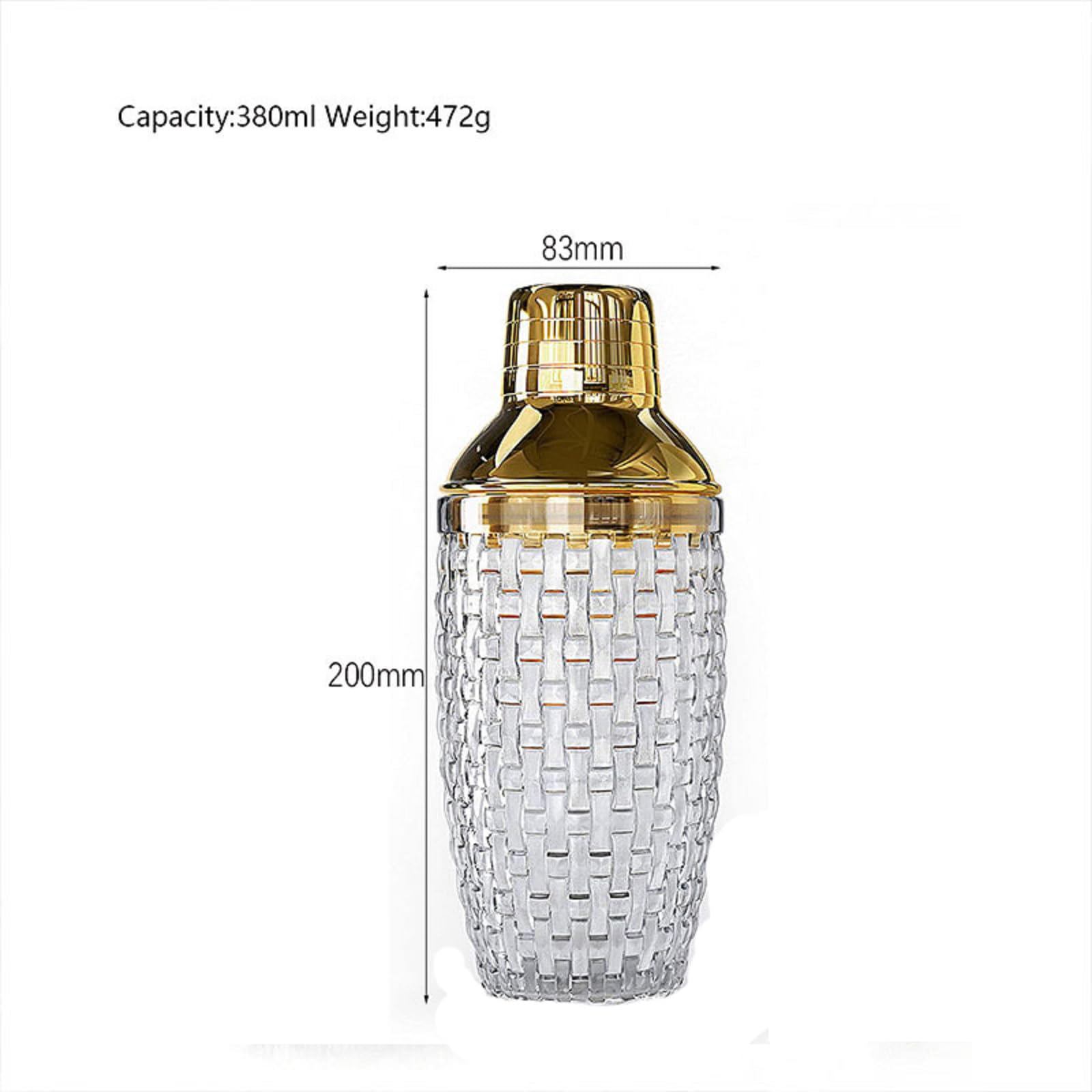 Shaker Per Cocktail In Vetro 350 Ml – Professionale, Con Coperchio E Filtro In Metallo, Rosa Oro, A Tenuta Stagna - 4