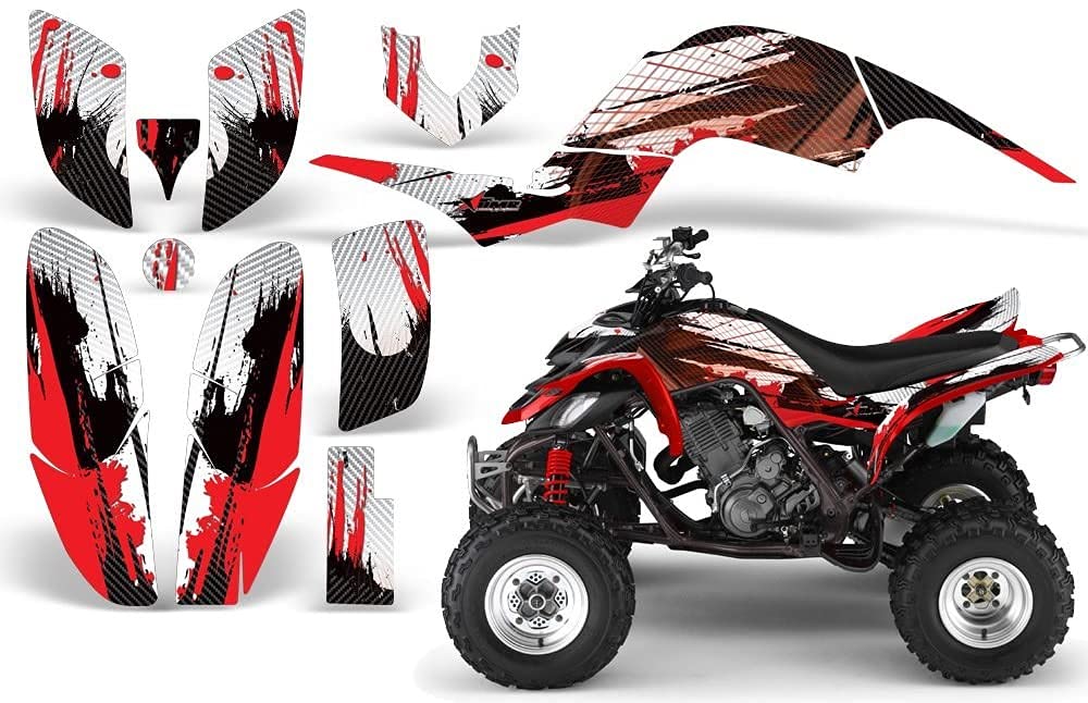 Kit graphique Yamaha Raptor 660 (2001-2005) AMR Racing Carbon X Rouge pour quad