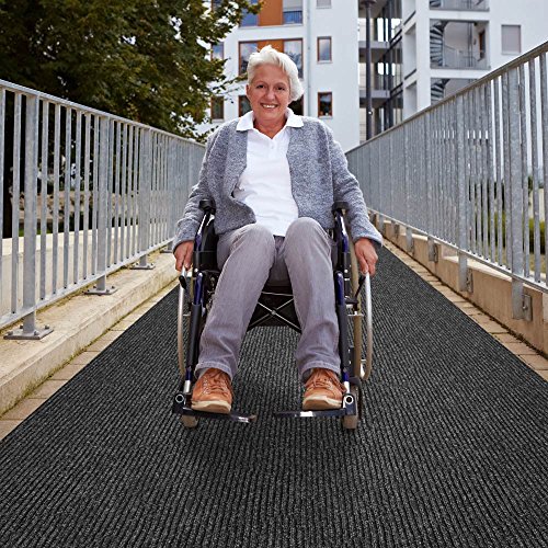 House, Home And More Heavy-Duty Ribbed Indoor Outdoor Carpet With Rubber Marine Backing - Charcoal Black - 6 Feet X 10 Feet #TOP7
