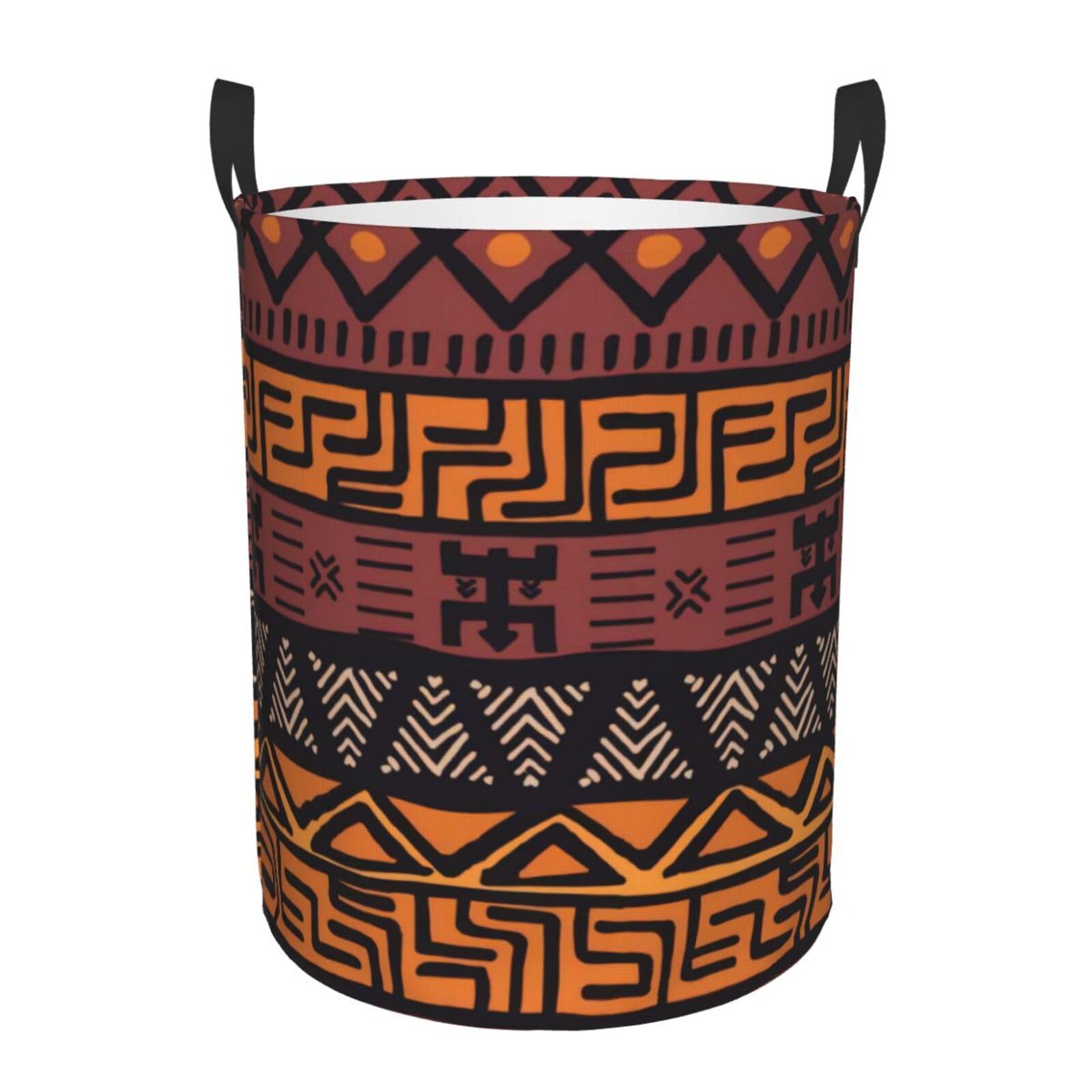 M Circular Hamper African Mud Cloth Tribal Print Storage Basket for Home