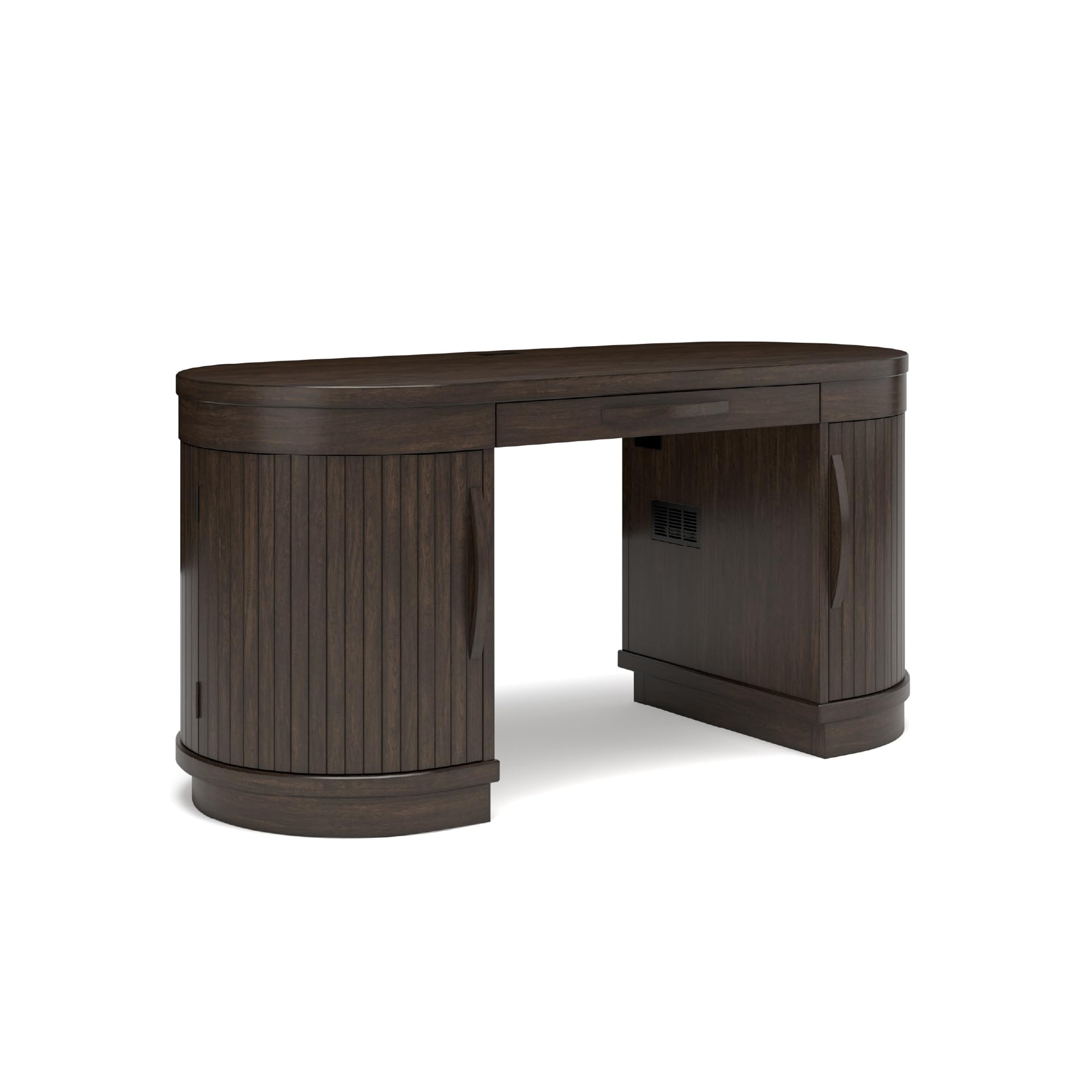 Signature Design by Ashley Korestone Contemporary 63" Home Office Desk with 2 Adjustable Shelves, 2 Cabinets and Cord Management, Dark Brown