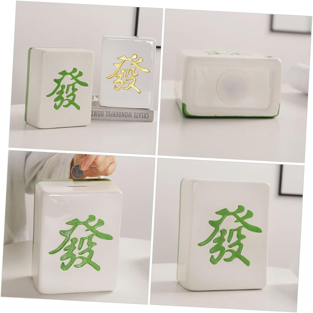Mahjong Shape Coin Bank Creative Savings Box for Boy Girl Compact Piggy Bank for Bedroom Adorable Money Storage Container Girl and Family