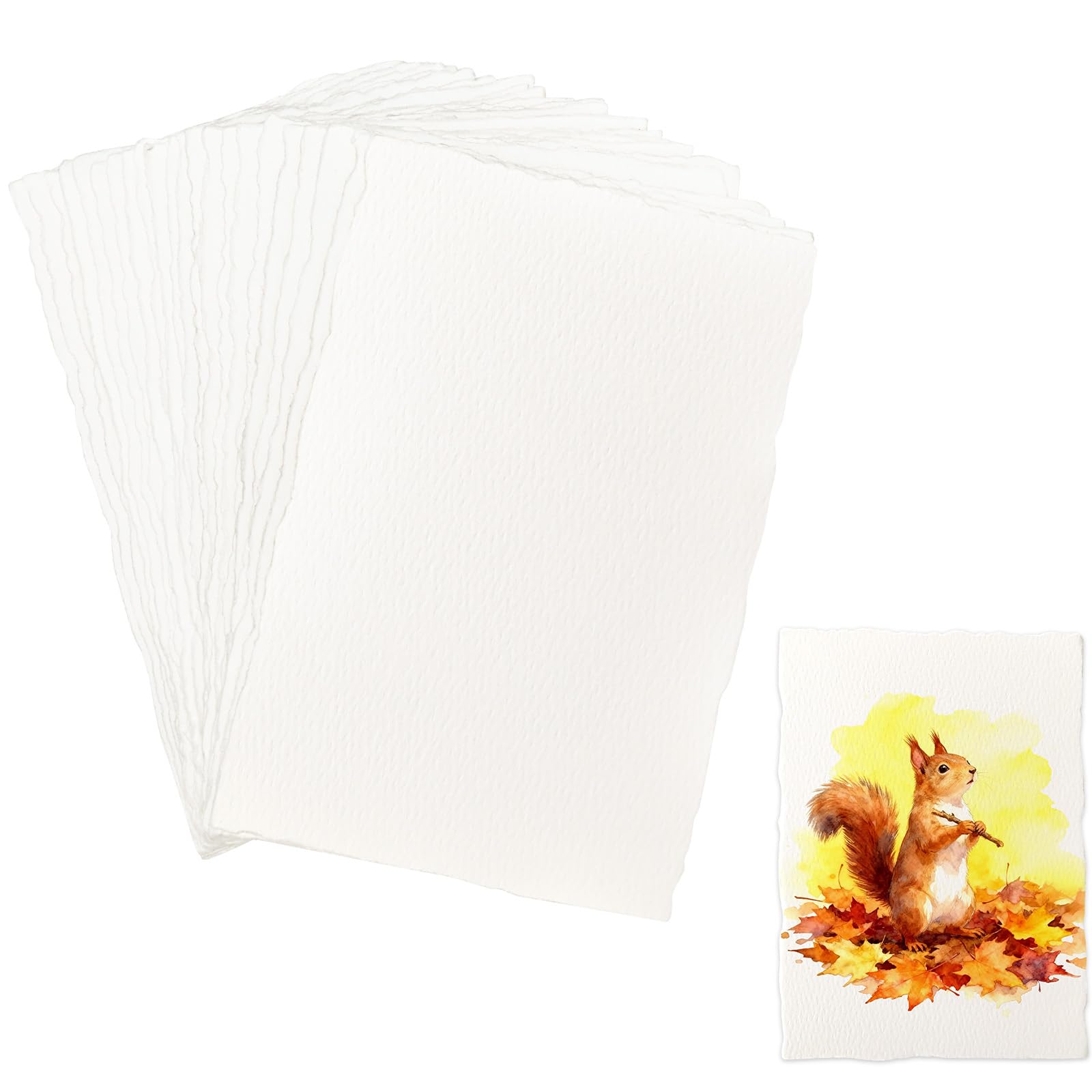 25 Sheets Watercolor Paper, 300 GSM Textured Paper Deckled Edge Papers