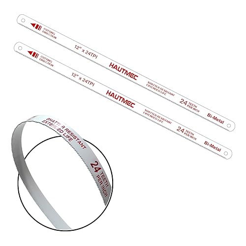 HAUTMEC Hojas de sierra para metales de 12 pulgadas 24 TPI  Paquete de 2 cuchillas de repuesto bimetálicas con dientes de acero de alta velocidad y