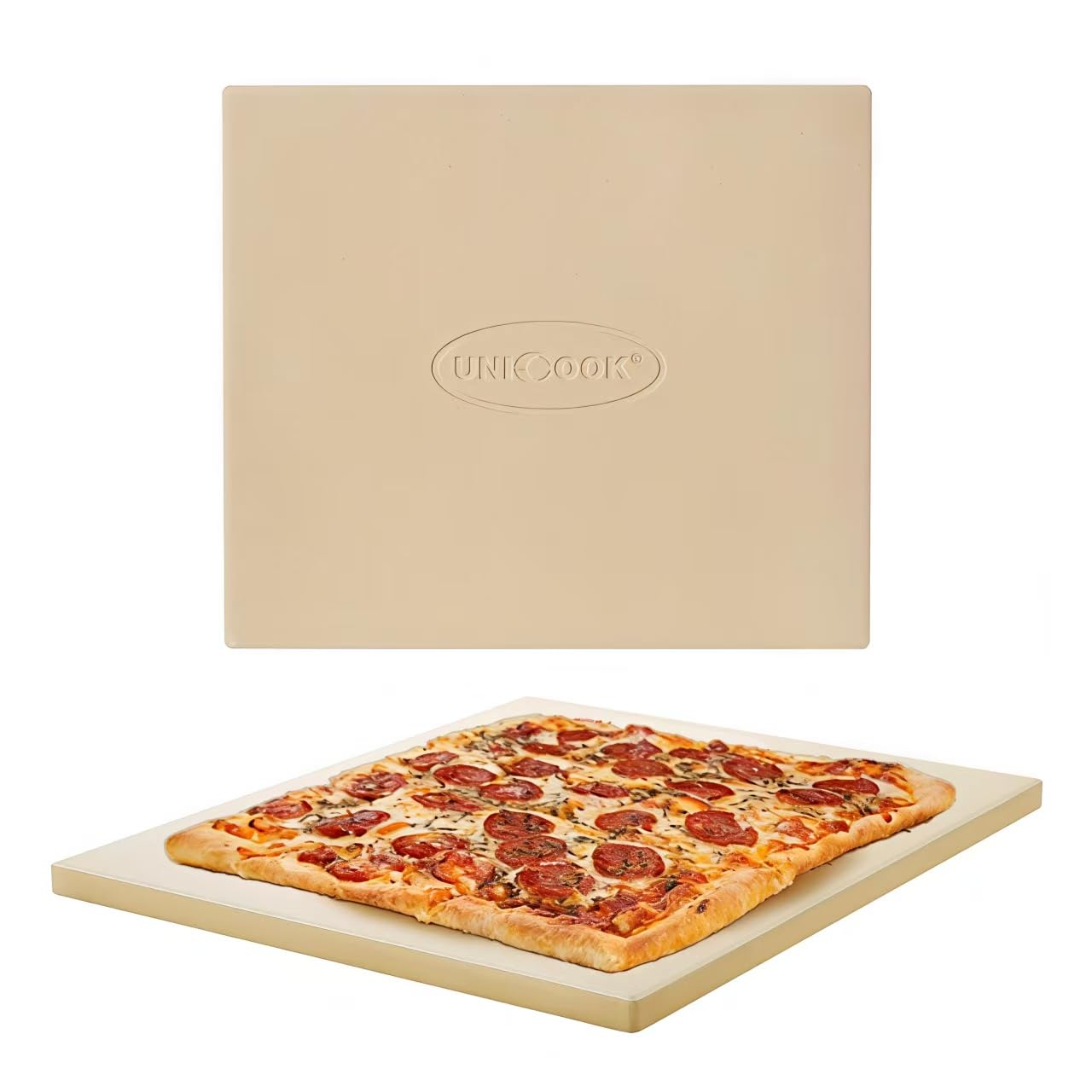 Unicook Pizzastein Brotbackstein für Backofen 33 cm - Pizzastein für Gasgrill, Pizza Backstein für Brot Keksen, Pizzapfanne aus Cordierit