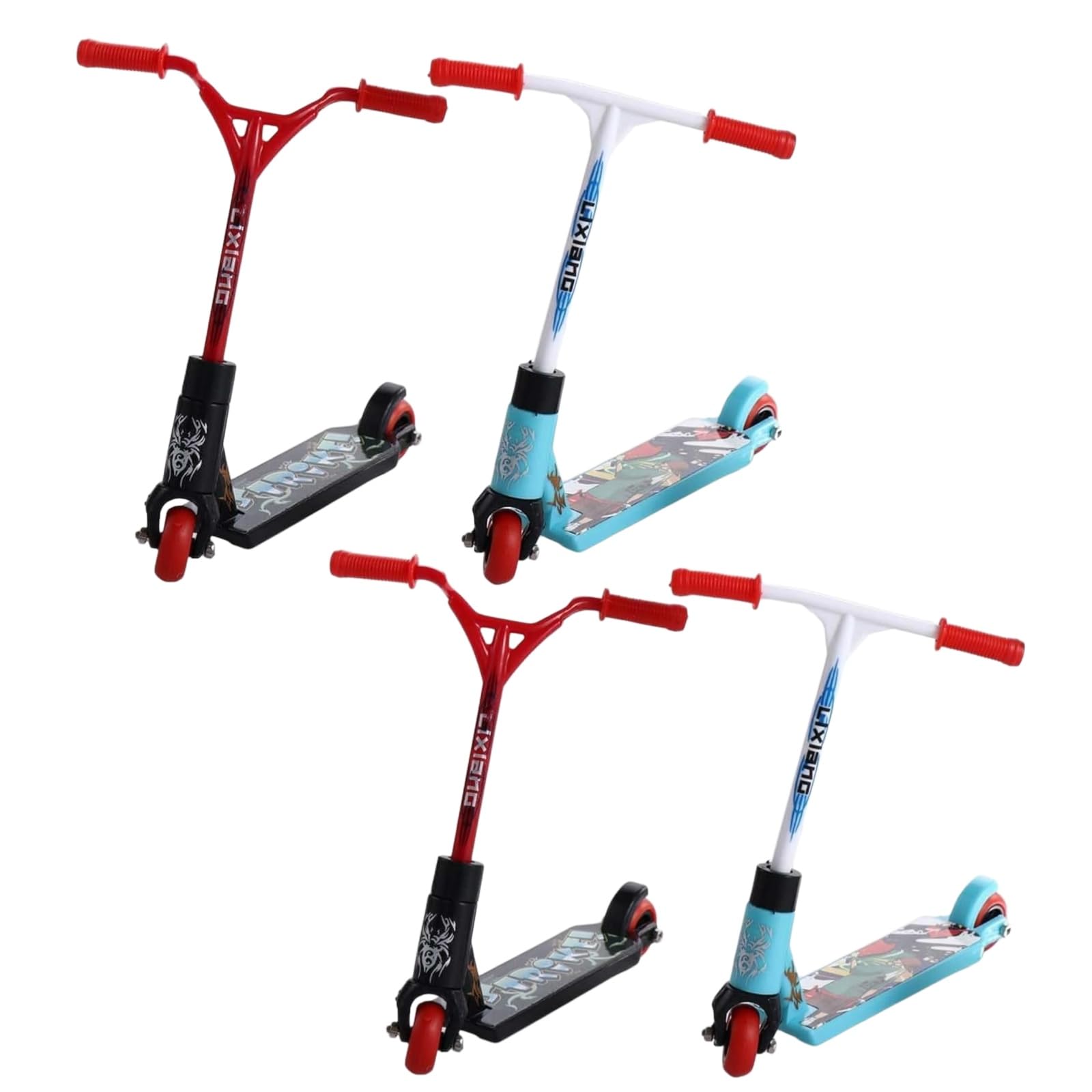 JIzian 4pcs Finger Scooter Mini Two Wheel Toys,Mini Scooters Finger Board Accessories,Tiny Trick Scooter for Favors,Finger Training,Birthday Gifts,Magic Kits and Accessories
