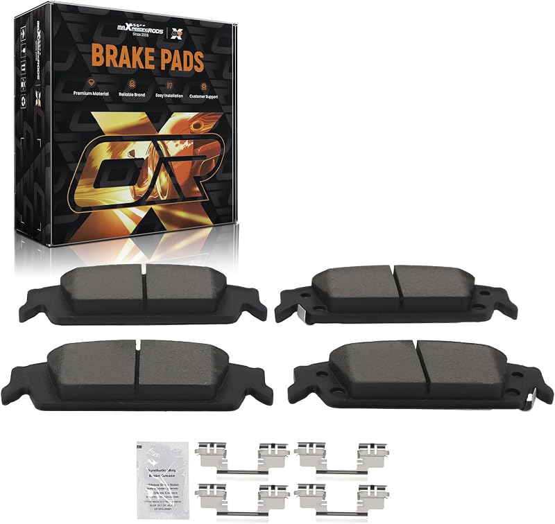 Pastilhas de freio traseiras cerâmicas maXpeedingrods D1707 para Cadillac, Chevrolet e GMC