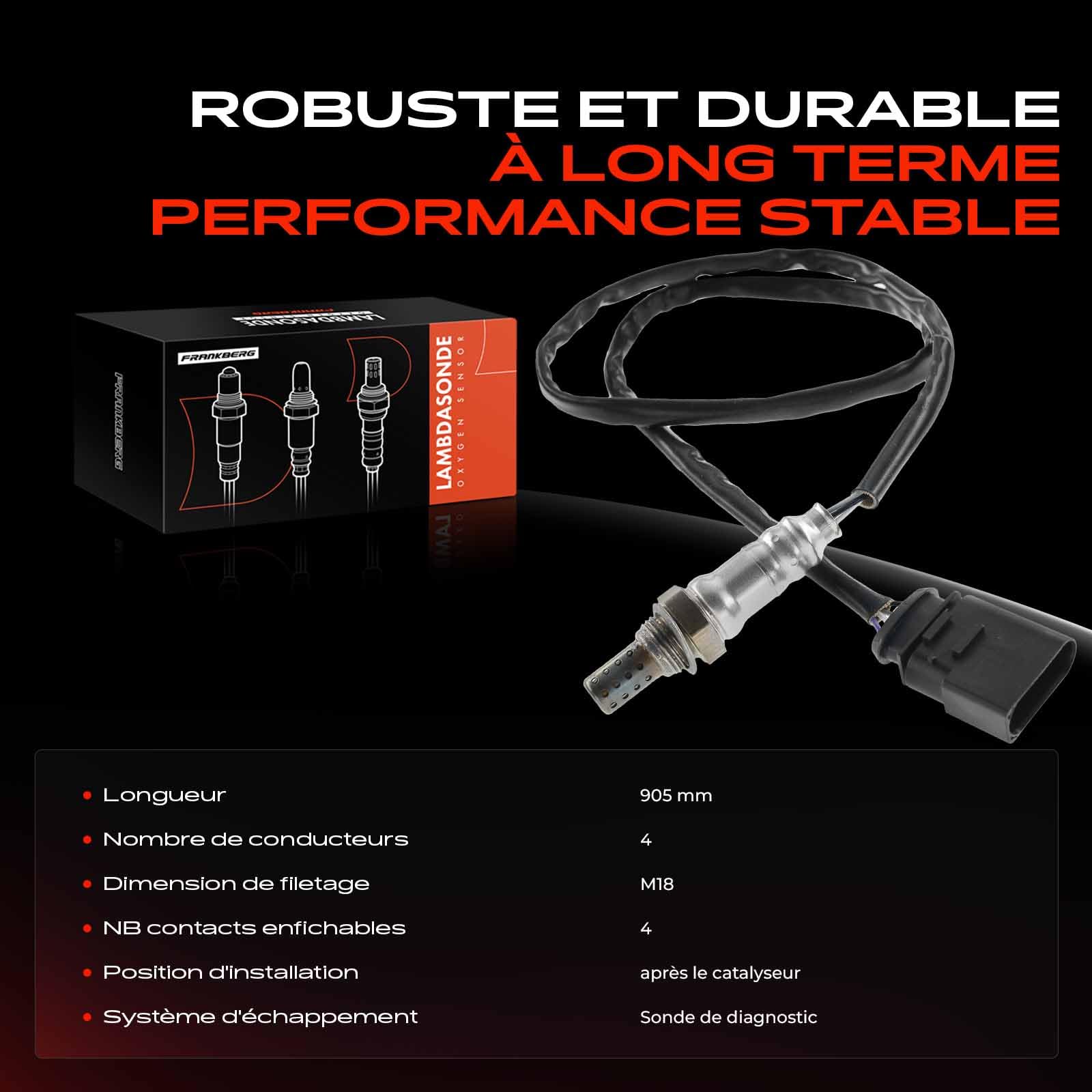 Frankberg sonde de diagnostic Lambda 06A906262BB | Compatible avec: Nouvelle Coccinelle 1C1 9C1, A3 8L1, B.o.r.a 1J2, Golf IV Variant 1J5, Nouvelle Coccinelle Cabriolet 1Y7