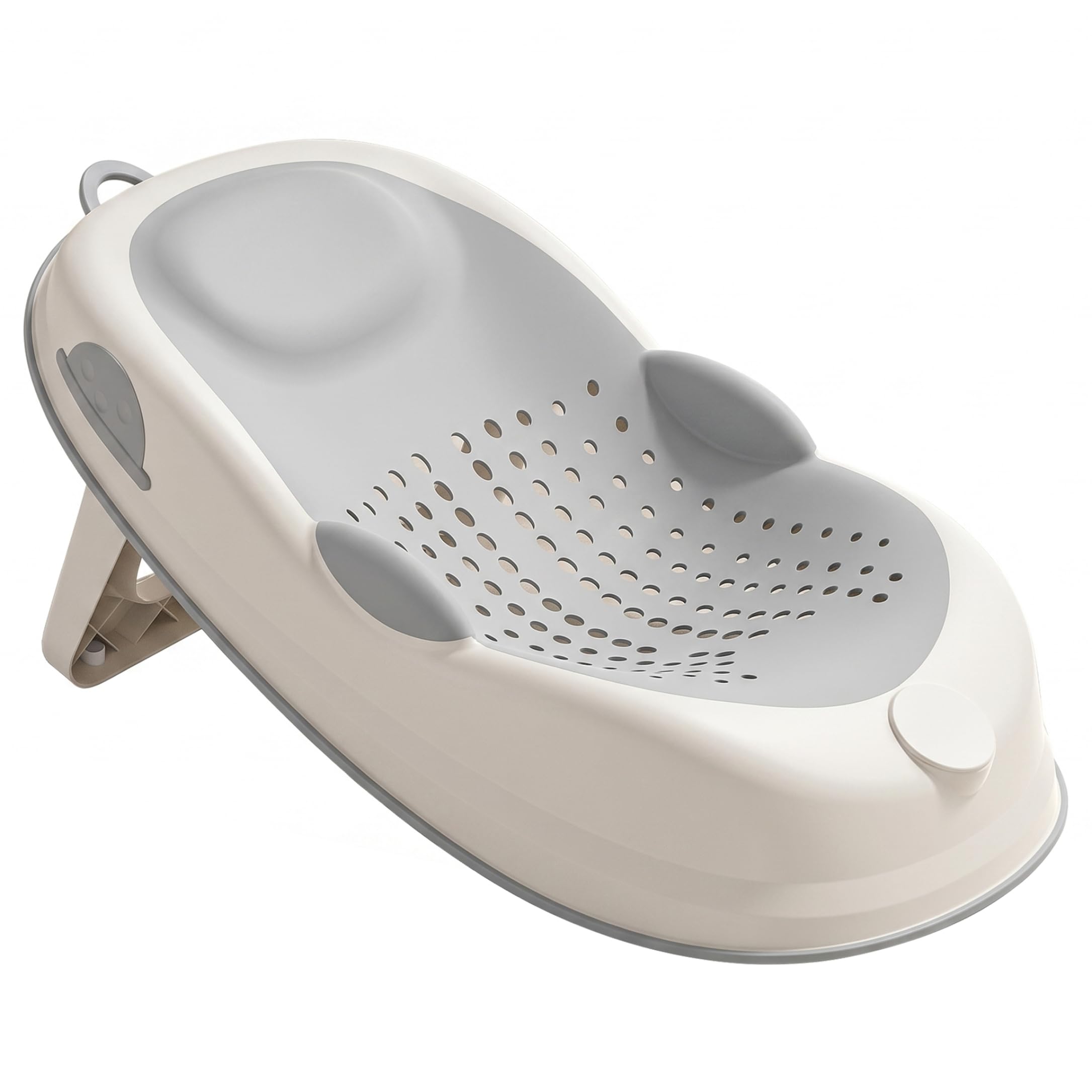 Supporto per bagnetto, seggiolino per vasca da bagno antiscivolo con supporto morbido per la colonna vertebrale e piedini pieghevoli, grigio