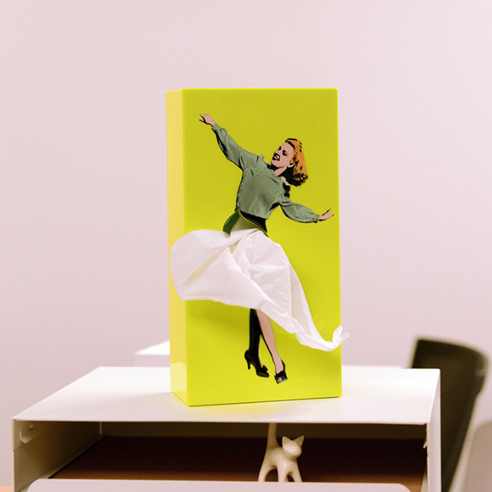 Flying Skirt Tissue Box Fliegender Rock Tissue Box Taschentuchbox Mit Fliegendem Rock Kreative Puffy Rock Mädchen Taschentuchspender Personalisiertes Kosmetiktücher Box (Cyan)
