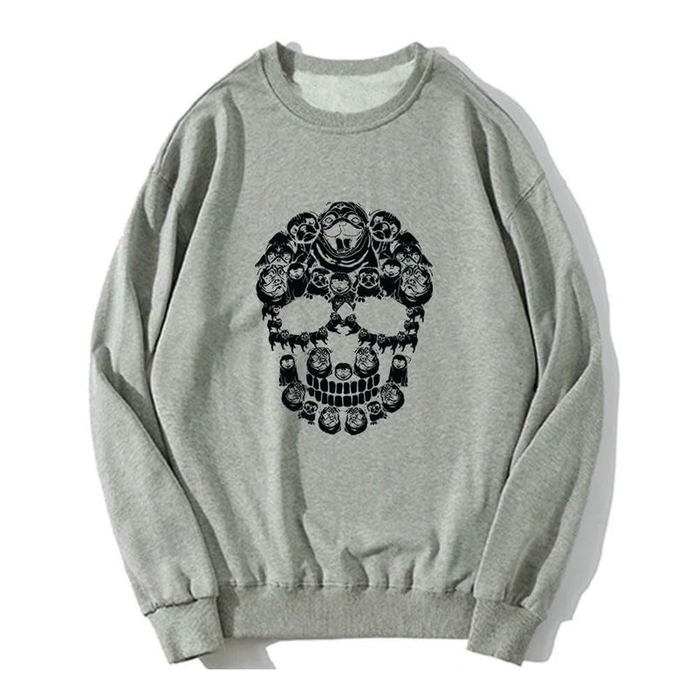QXDZSW zabawna czaszka pies fajna bluza z kapturem bawełniana bluza Harajuku Streetwear męska odzież oversize graficzne topy