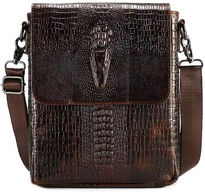 Handcrafted Luxury Crocodile Leather Crossbody Messenger Bag | Minimalist Aesthetic, Luxury Texture