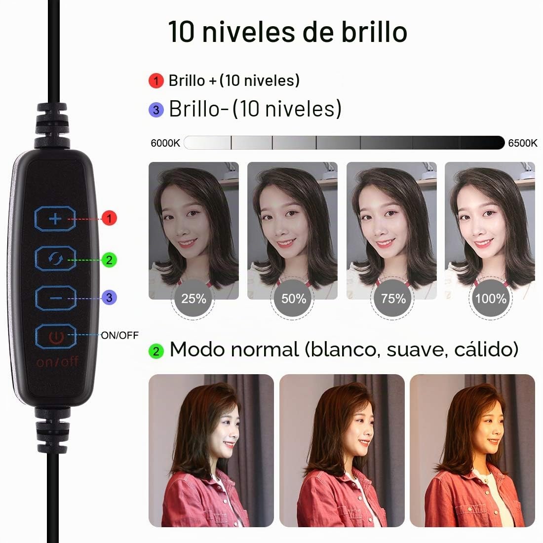 Anillo, lámpara anular LED, luz Circular para Selfies fotografía Video Ring Light Anillo Luminoso para Smartphone, Tiktok, Live Stream, Vlog