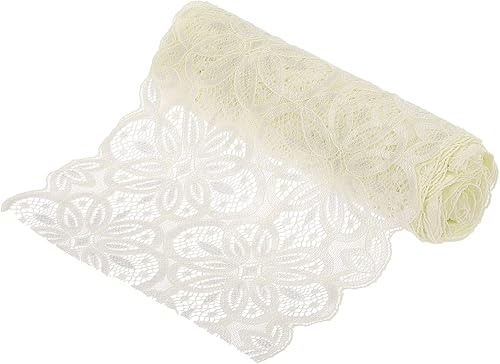 Miniatura 10 de MECCANIXITY Cinta de encaje de 10 yardas y 7 pulgadas para envolver regalos de manualidades, diademas de boda, color blanco