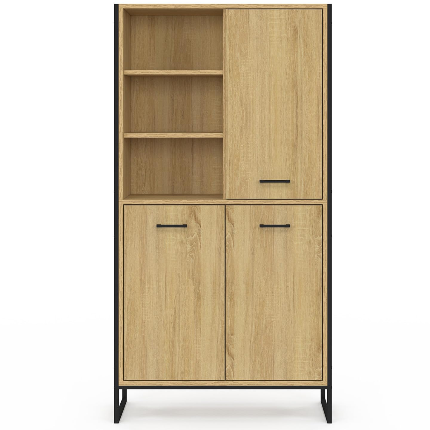 IDMarket - Buffet Haut H. 160 cm Detroit 3 Portes Design Industriel