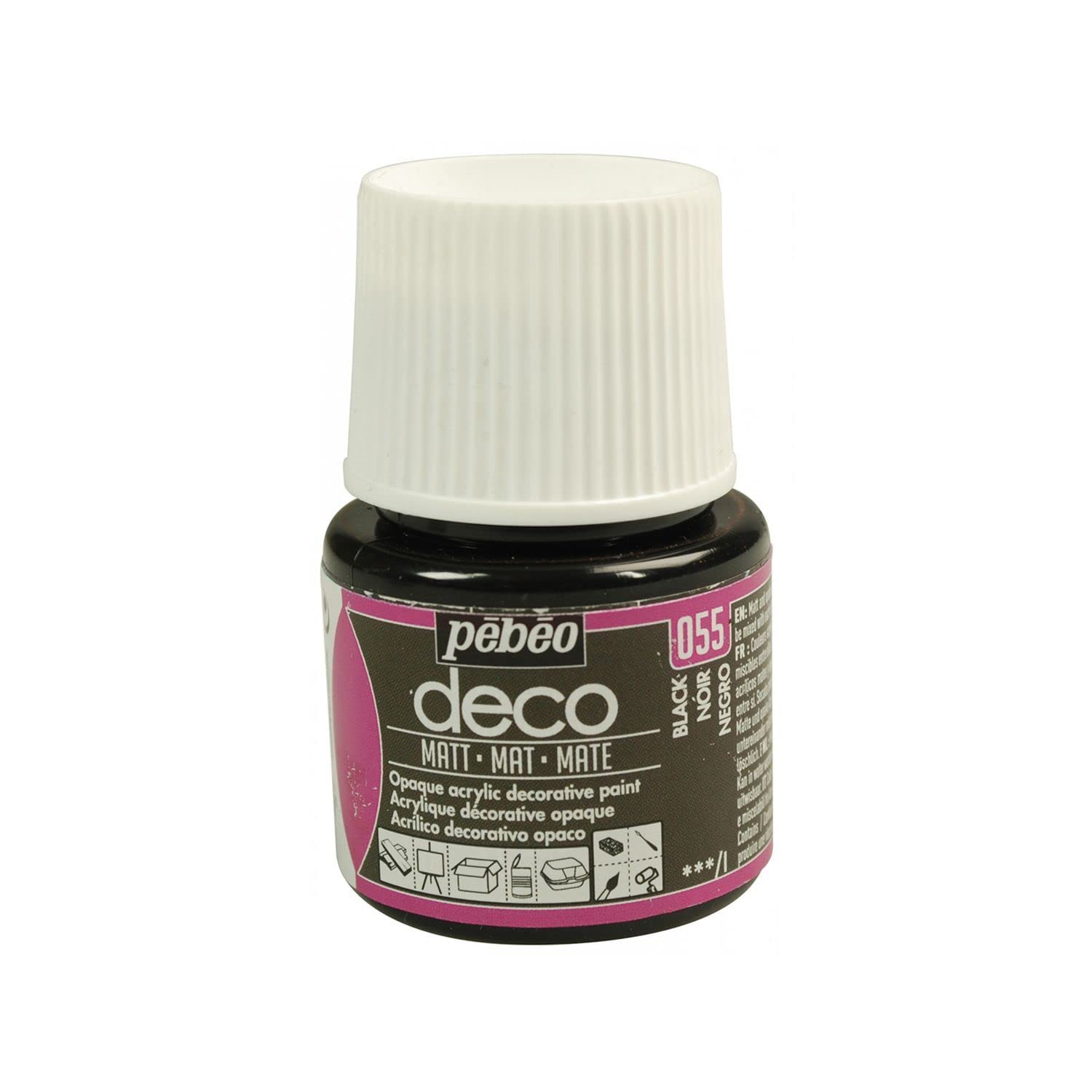 Pébéo 204055 - Pintura acrílica (Mate, 45 ml), Color Negro