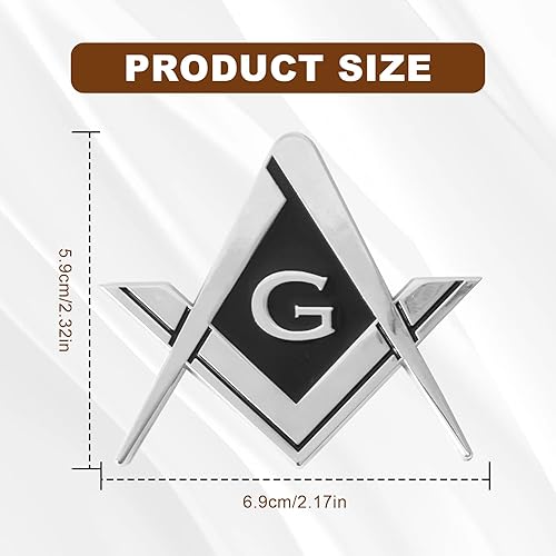Miniatura 2 de Emblema masónico para automóvil de 2.75 pulgadas, brújula de metal para camión, cuadrado Mason Square Auto motocicleta regalo accesorios de
