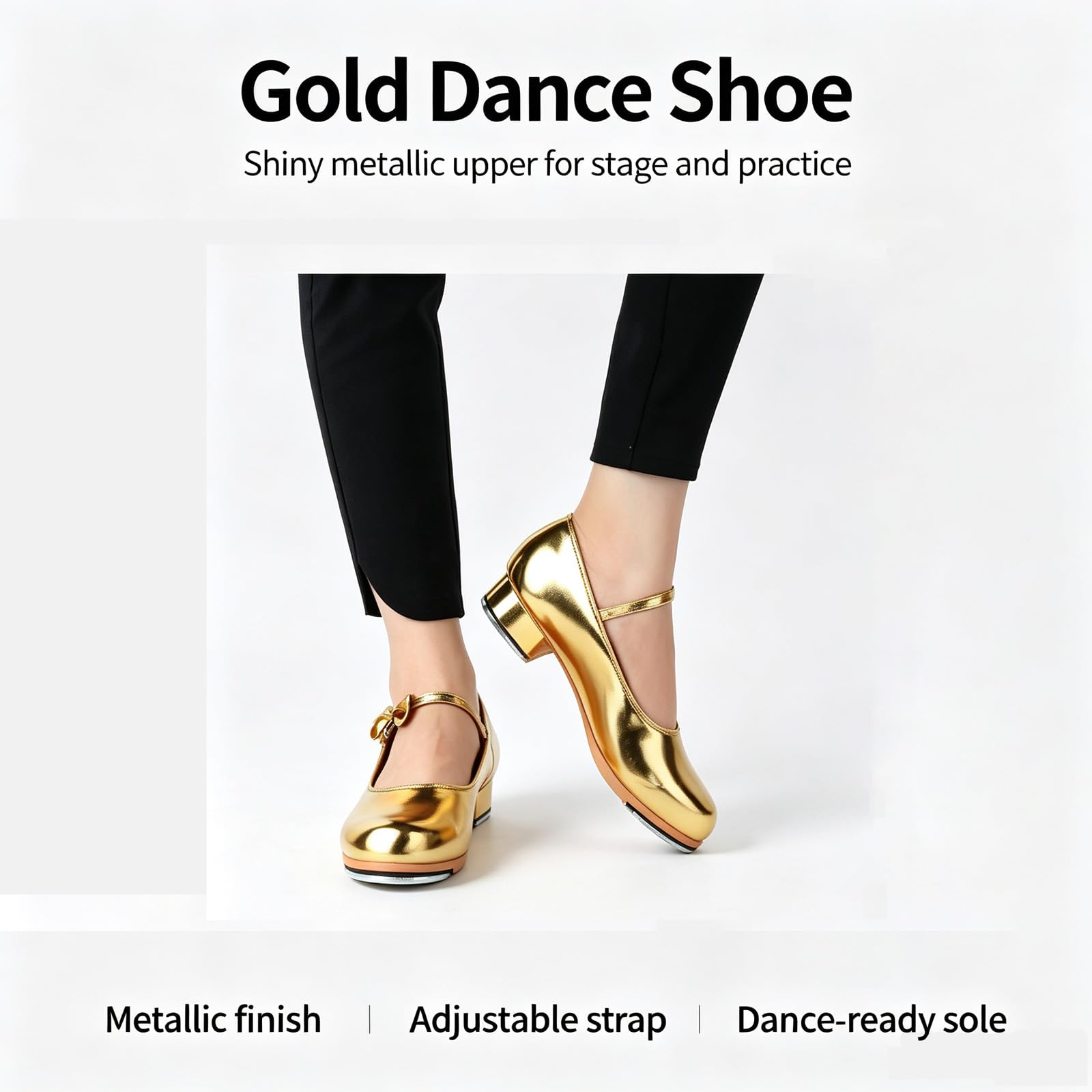 Zapatos de grifo de poliuretano con cordones y ajuste ajustable, zapatos de baile fáciles de poner y quitar, con puntera y talón, sonido nítido, ideal para clases semanales