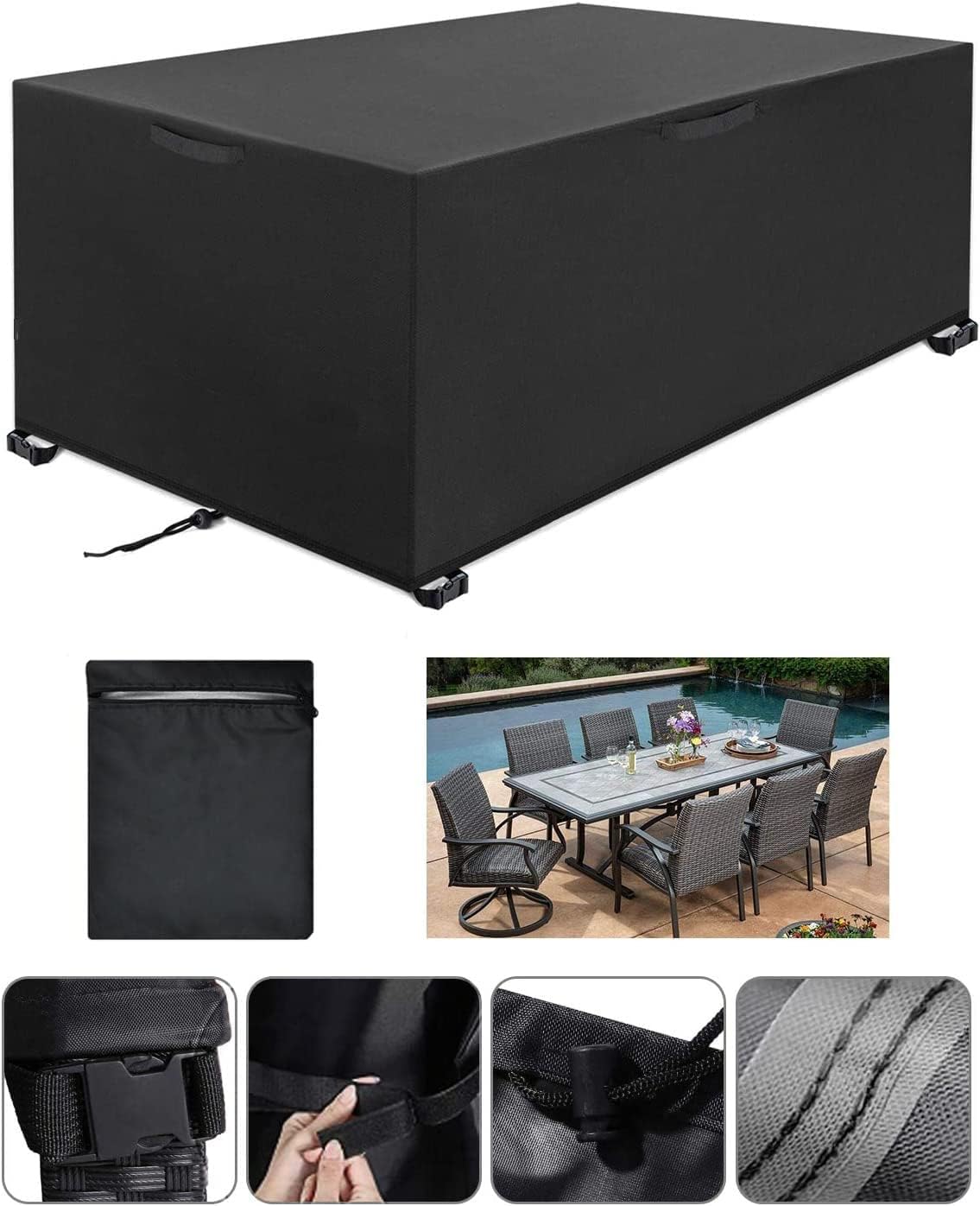 Waterproof Outdoor Furniture Cover 213cm x 132cm x 74cm, Premium Quality Patio Furniture Covers Dust Proof Anti-UV Heavy Duty Durable Sofa Sectional Table & Chair Cover Large