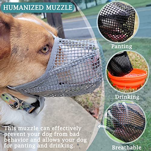 Dog Muzzle, Soft Mesh Covered Muzzles For Small Medium Large Dogs, Poisoned Bait Protection Muzzle With Adjustable Straps, Prevent Biting Chewing And Licking (Grey, Xs: Snout(4½"-6¼")) #TOP5