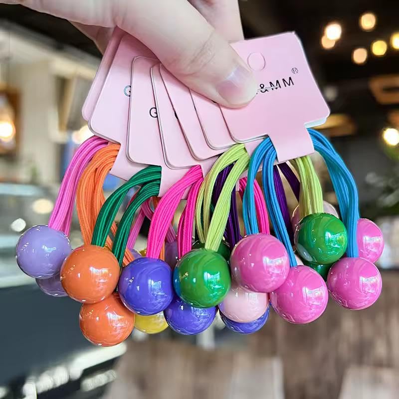Colorful Candy Heart Wraparound Hair Ties (Pack of 2) for Kids Toddlers & Girls | Korean Elastic Rubber Bands | Cute Heart Hairbands for Ponytail Braids & Everyday Hairstyles-image-0
