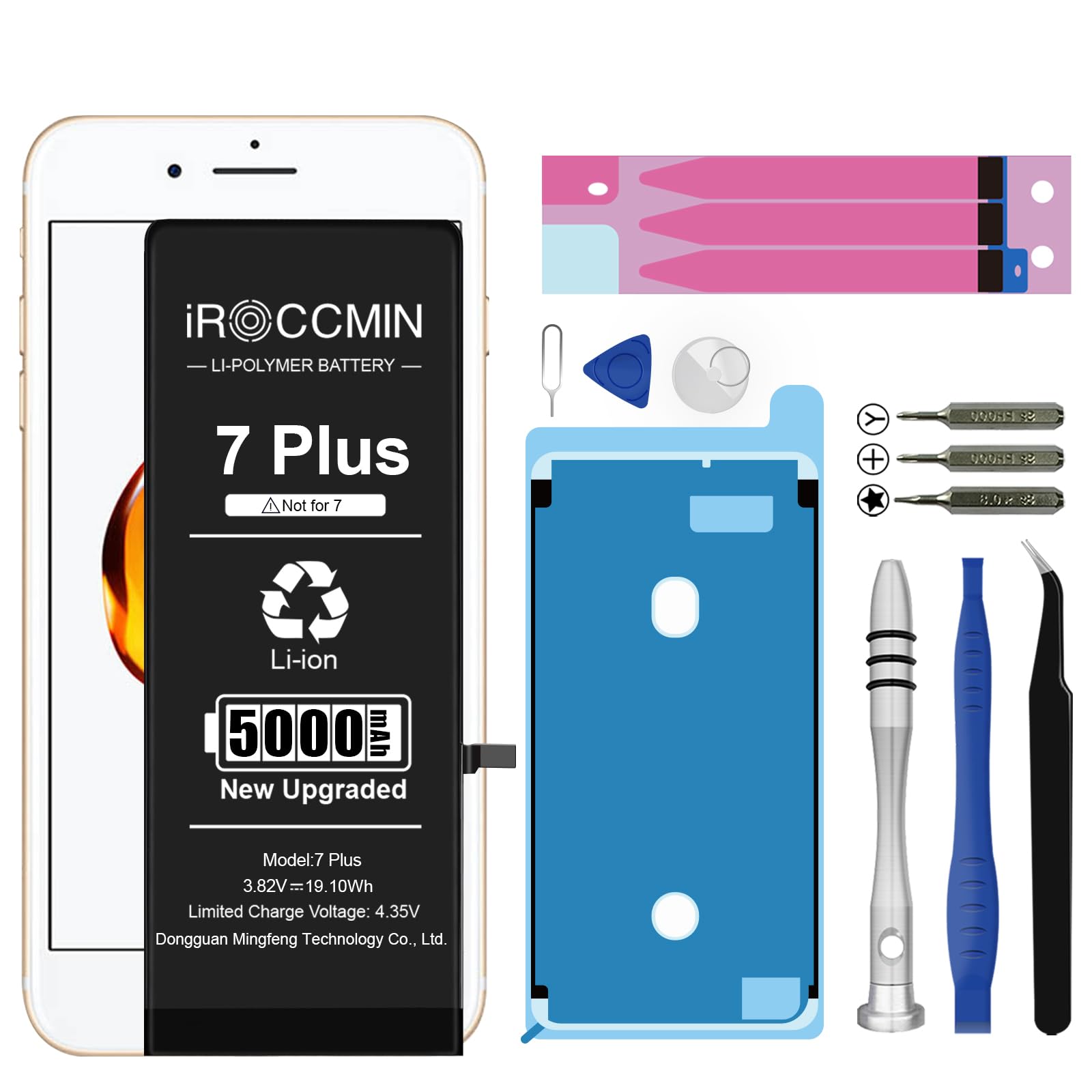 Replacement for iPhone 7 Plus Battery,5000mAh High Capacity Replacement Battery for iPhone 7 Plus Model A1661 A1784 A1785 with Professional Repair Tools